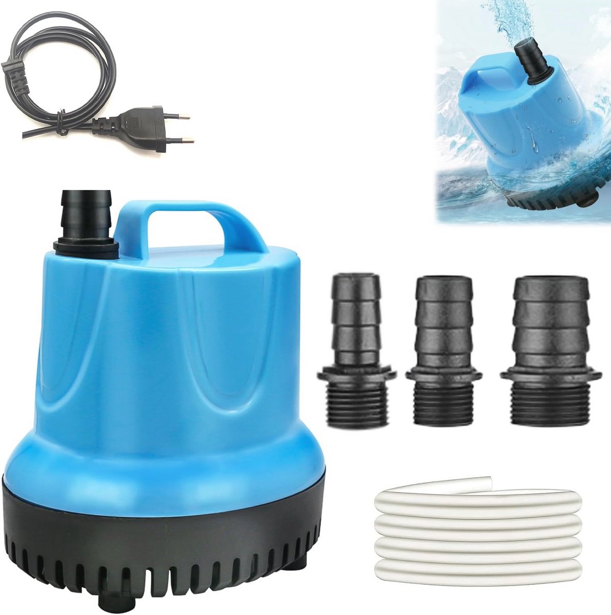 Stille Dompelpomp voor Aquarium en Tuin - 1500 l/u, 20W met Sproeiers en Slang