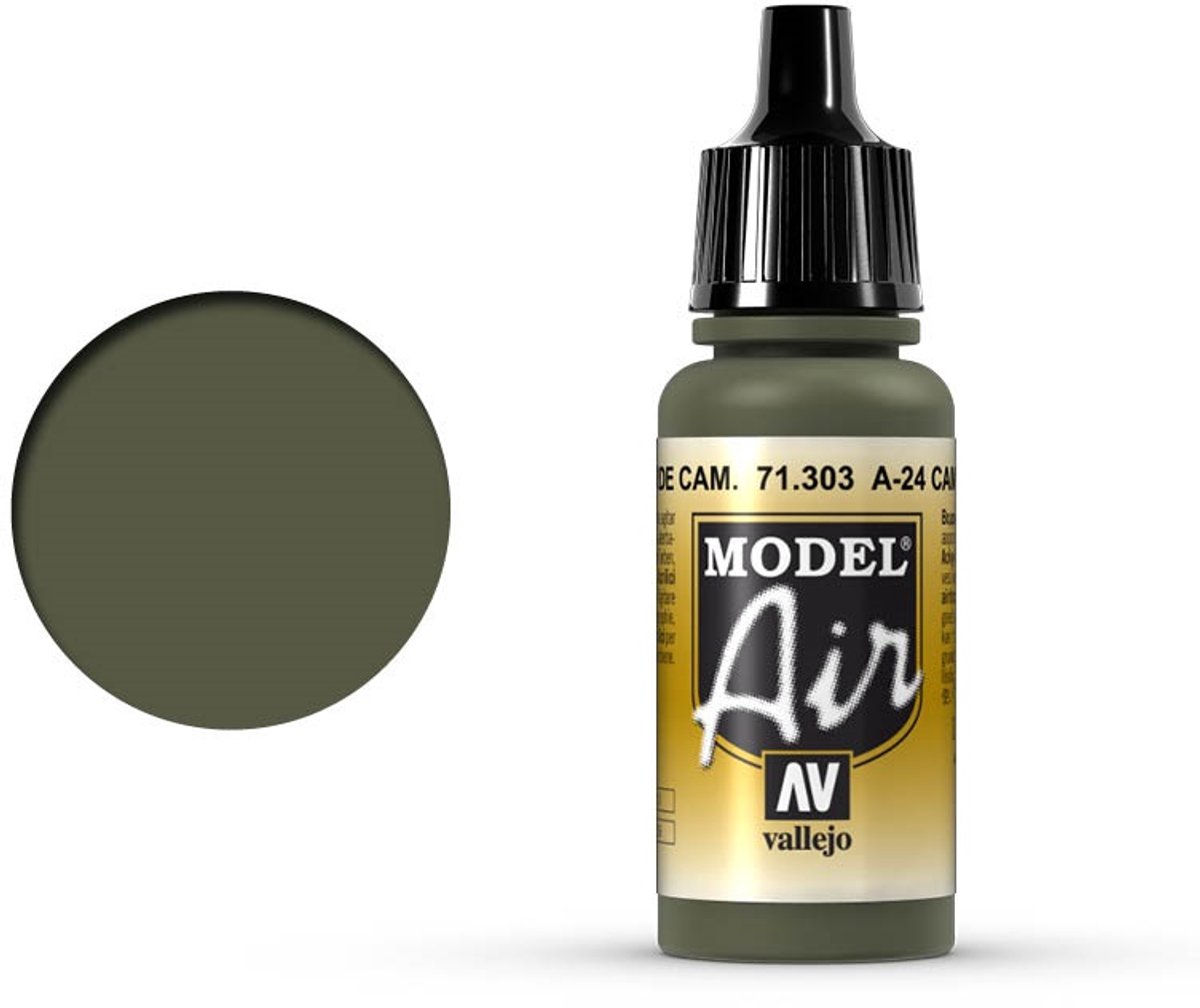 Vallejo Hobbyverf Acrylverf - 71303 Model Air A-24M Camouflage Green - Acryl Verf flesje - 17 ml