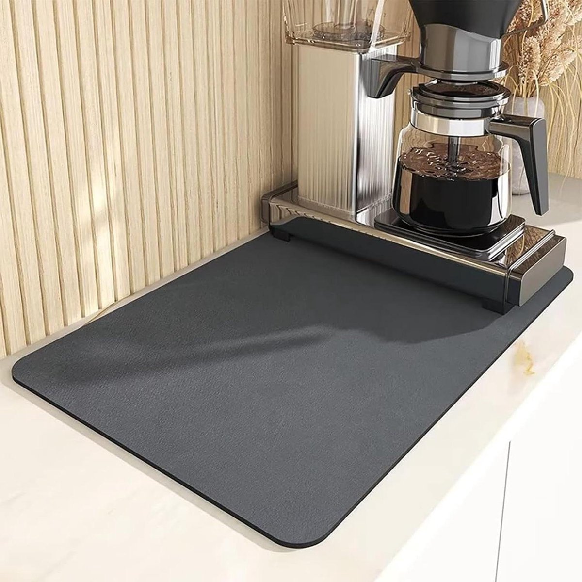 Absorbent Draining Mat for Coffee Maker and Tableware - Grey 30 x 40 cm