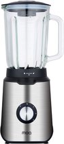 MOA Blender - Smoothie Maker met 1,5L Glazen Kan - Voor Ijs, Bevroren Fruit, Noten - Mini - 1020W - RVS - Zilver