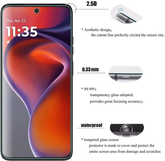 Screenprotector geschikt voor Motorola Moto G15 Power/G15/E15/G05 Screen Protector - gehard Glas Tempered Glass - 2 Stuks