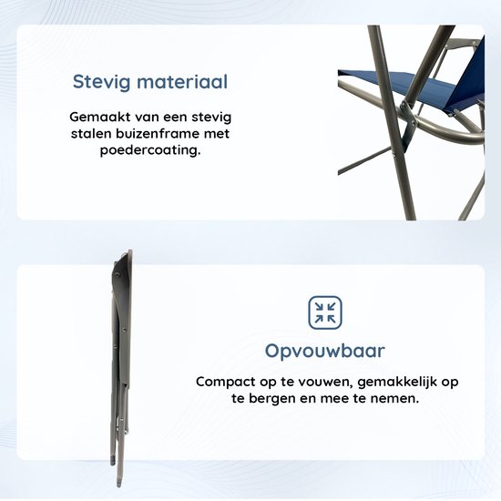 EASTWALL Opvouwbare Kampeerstoel - 2 stuks - Multifunctionele Vouwstoel - Campingstoel met Bekerhouder - Tuinstoel Inklapbaar - Klapstoel -Strandstoel - Visstoel - Blauw van EASTWALL — afbeelding 2