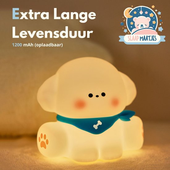Nachtlampje kinderen Puppy - Baby Nachtlampje - Met touch functie - Veilig voor kinderen - USB Oplaadbaar - Dimbaar - LED - Slaap Maatjes van Flowlingo — afbeelding 3