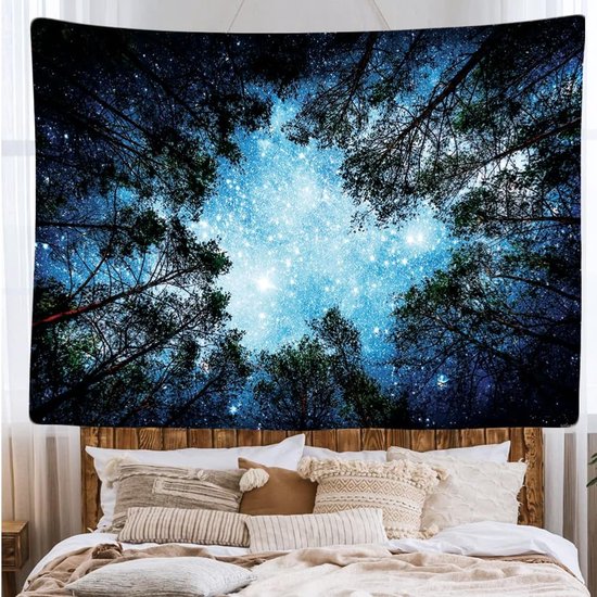 Ulticool - Stars Universe Planets Nature Arbres Forest - Tapisserie - 200x150 cm - Groot tapisserie - Affiche