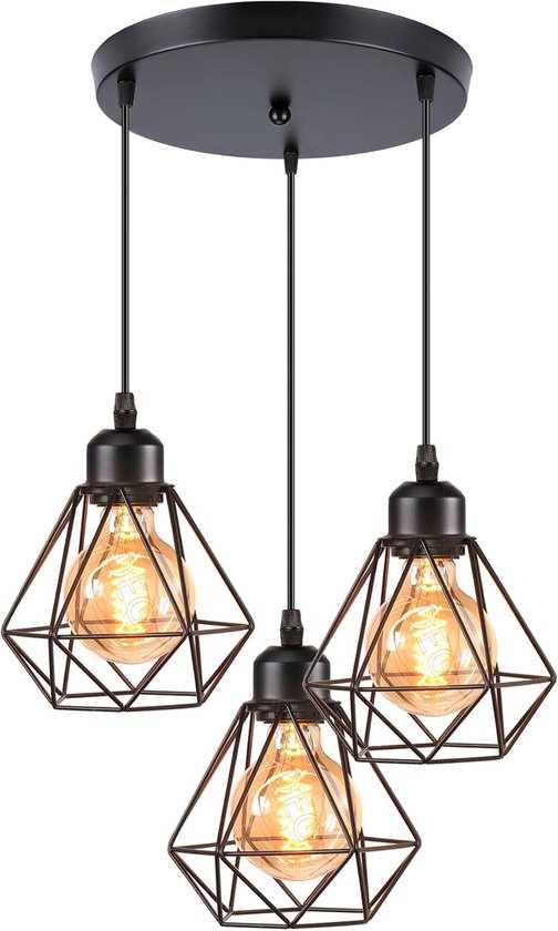 iDEGU 3 stuks hanglampen 16 cm Industriële hanglamp van