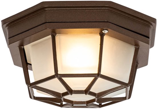 QAZQA bri - Plafonnier d'extérieur rural - 1 lumière - Ø 21,3 cm - Brun rouille - Éclairage extérieur