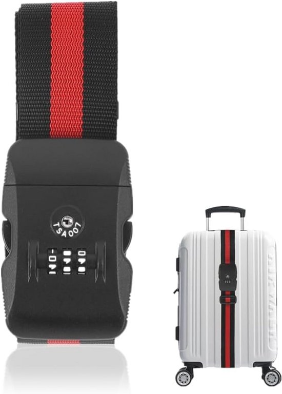 4 stuks kofferriemen met slot, 2 kleuren, stevige, gepersonaliseerde bagageriem, verstelbare bagageriemen voor koffers, reiskoffers, oranje en blauw