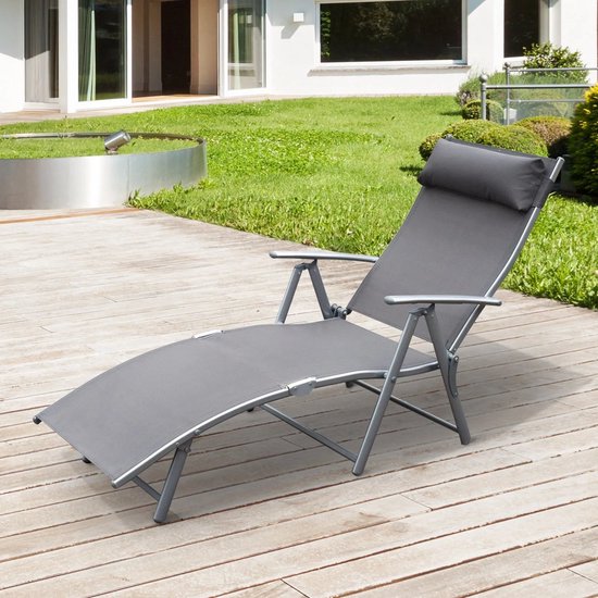 Zonnebed - Ligbed - Zonnebedden Ligbedden - Opvouwbare Ligstoel - met Verstelbare Rugleuning - Ligbed Tuin - Zomer - Zon - Ligbedden - Ligbed Buiten - Grijs van Merkloos	 — afbeelding 4