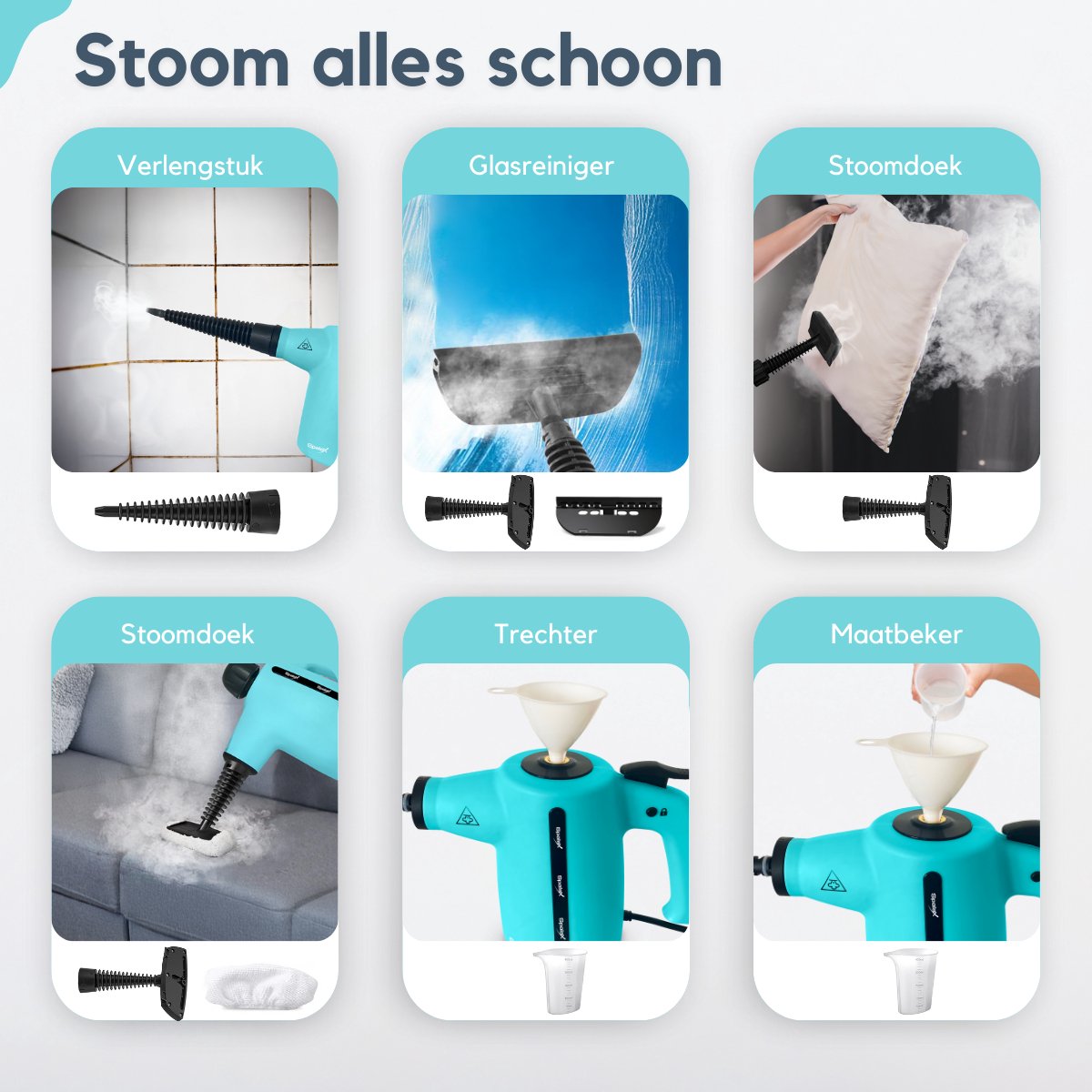 Media Evolution Stoomreiniger MAX - 180° Roterende Doek - 10 in 1 - Instelbare Temperatuur