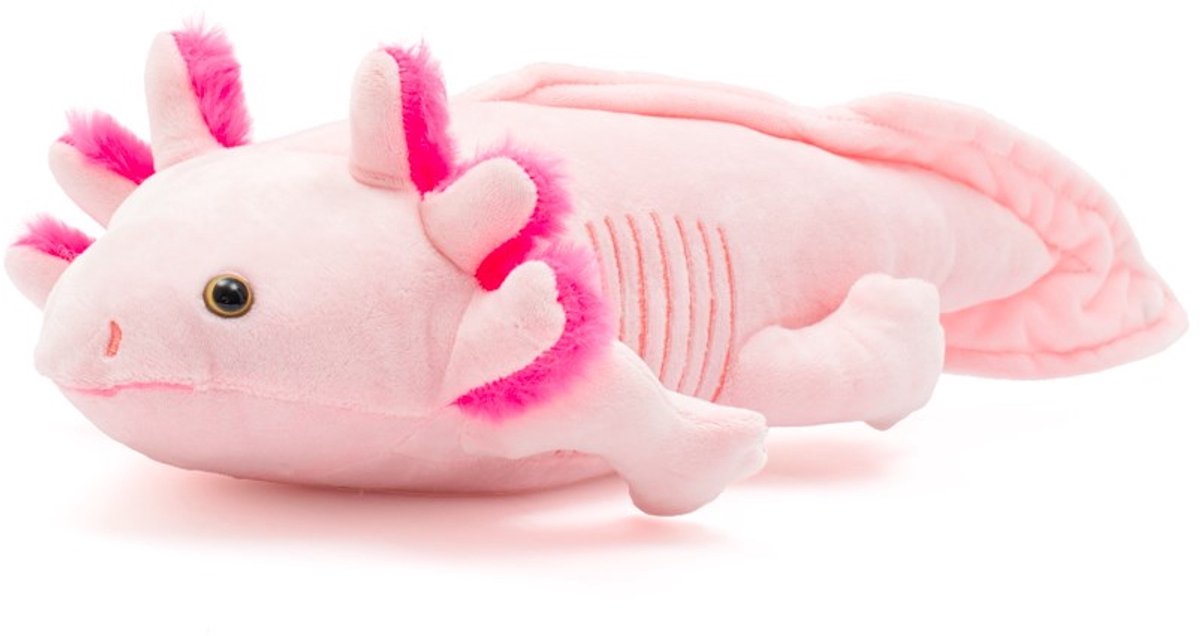 Baby Mix Pluchen Axolotl - Lichtroze knuffel van 45 cm - Zachte textuur