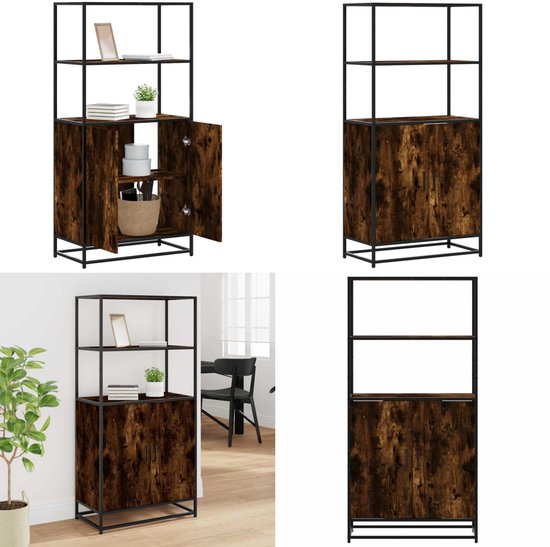 vidaXL - Armoire haute - 68x35x139cm - décorée - bois - et - métal - fumé - couleur chêne