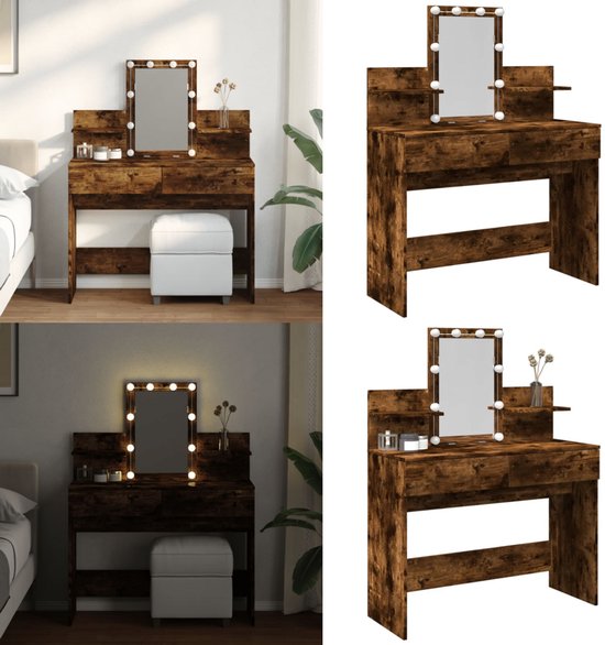 VidaXL Kaptafel met Spiegel 73x46,5x120 cm Bruin Eikenkleurig Make-Up Tafel