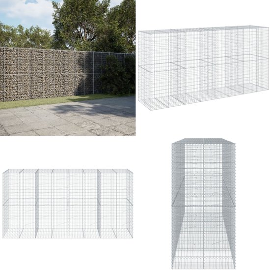 vidaXL - Gabion - 400x100x200 - cm - galvanisé - fer - argent