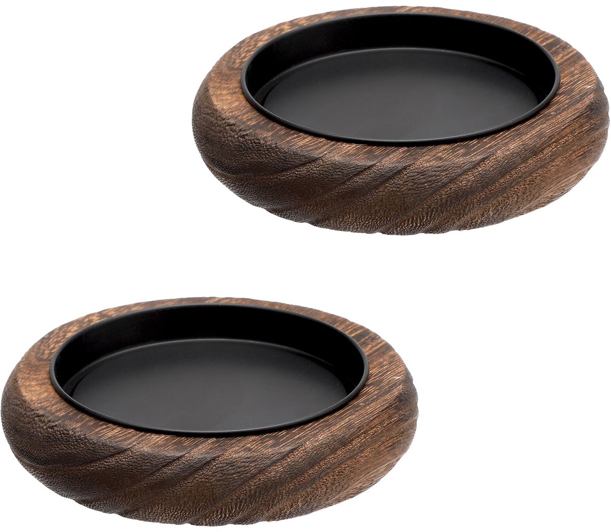 Ibenzoa Decoratieve Houten Kaarsenborden Set van 2 voor Stijlvolle Tafeldecoratie en Cadeau-ideeën bruin