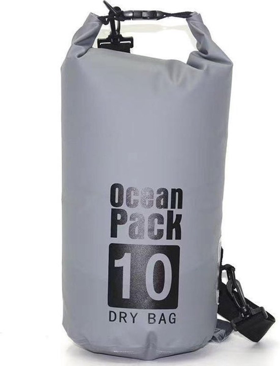 Waterdichte Tas - Dry bag - 10L - Grijs - Ocean Pack - Dry Sack - Survival Outdoor Rugzak - Drybags - Boottas - Zeiltas