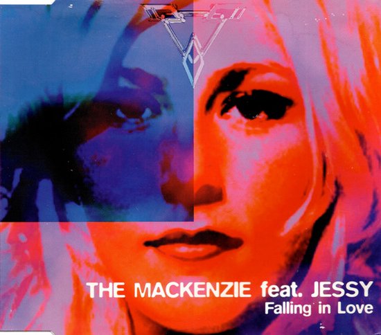 Gekleurde overlay van een portret van een vrouw, met de tekst 'THE MACKENZIE feat. JESSY Falling in Love'.