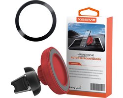 Xssive Telefoonhouder Auto Ventilatie - Geschikt voor MagSafe Autohouder - GSM Houder Auto Magneet - Ventilatierooster - Telefoonhouders Auto Magnetisch - Rood
