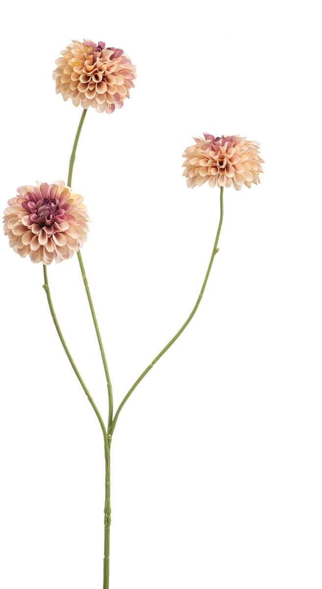Emerald - Kunstbloem Dahlia pompom mini 68cm peach - Kunstplant voor binnen
