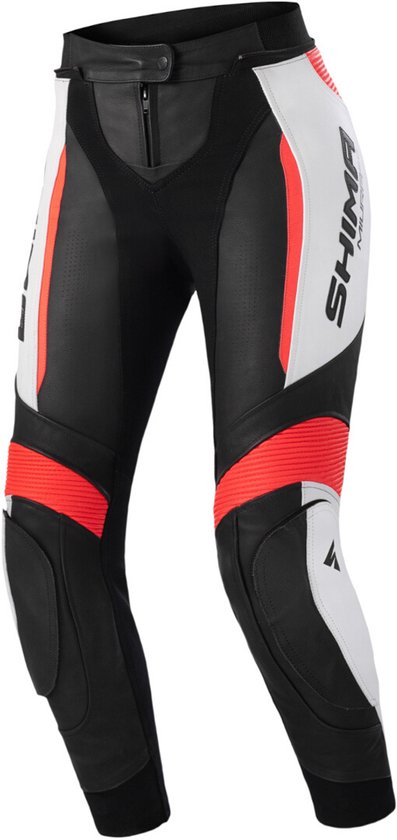 SHIMA Miura 2.0 Dames Zwart Wit Rood Leren Motorbroek - Maat 38 - Broek