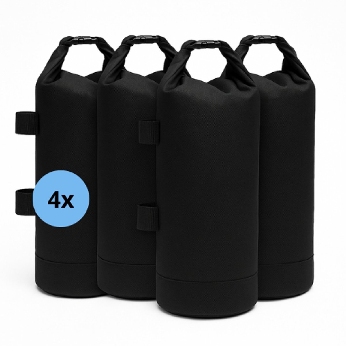 Gewichtzandzakken 4 stuks - 20 x 40 cm - Diameter ø15cm - Draaggewicht 7,5 kg - Waterdicht 600D Oxford - Gespsluiting - Ongevuld