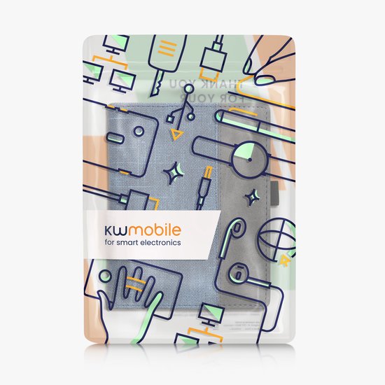 kwmobile hoes voor e-reader geschikt voor Kobo Aura Edition 1 - Cover met standaard in donkerblauw / donkergrijs - Kunstleer van Merkloos — afbeelding 5