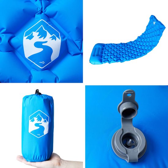 vidaXL - Kampeermatras - met - kussen - opblaasbaar - 1-persoons - blauw van Vidaxl — afbeelding 3