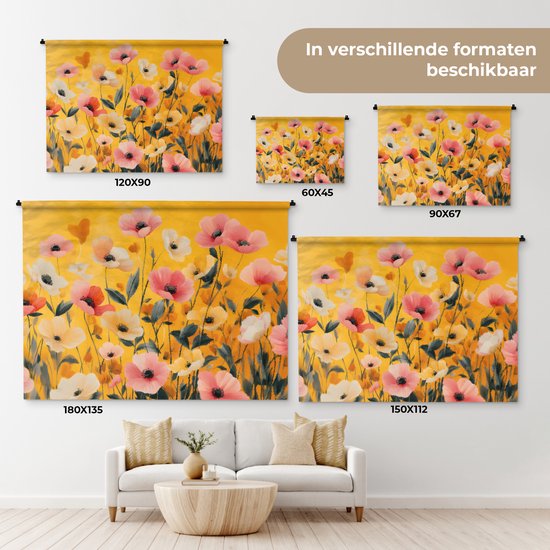 Tapisserie murale 60x45 cm - Fleurs - Champ - Jaune - Tapisserie - Tapisseries
