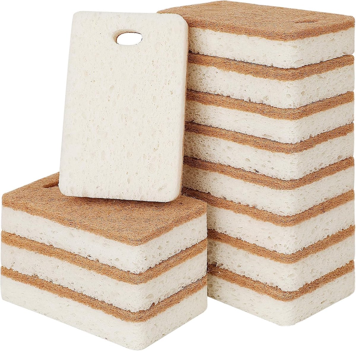 Duurzame Keukensponzen - 12 Stuks Natuurlijke en Biologisch Afbreekbare Sponzen voor Effectieve Huishoudelijke Reiniging
