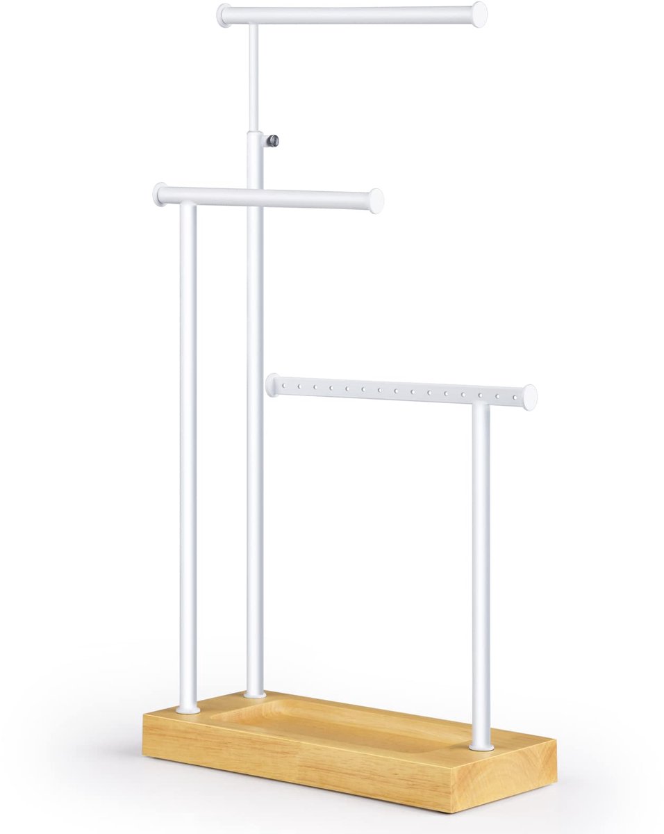 Ibenzoa® Elegante Draaibare Houten Sieradenstandaard met Verstelbare Hoogte en Organisatiemogelijkheden