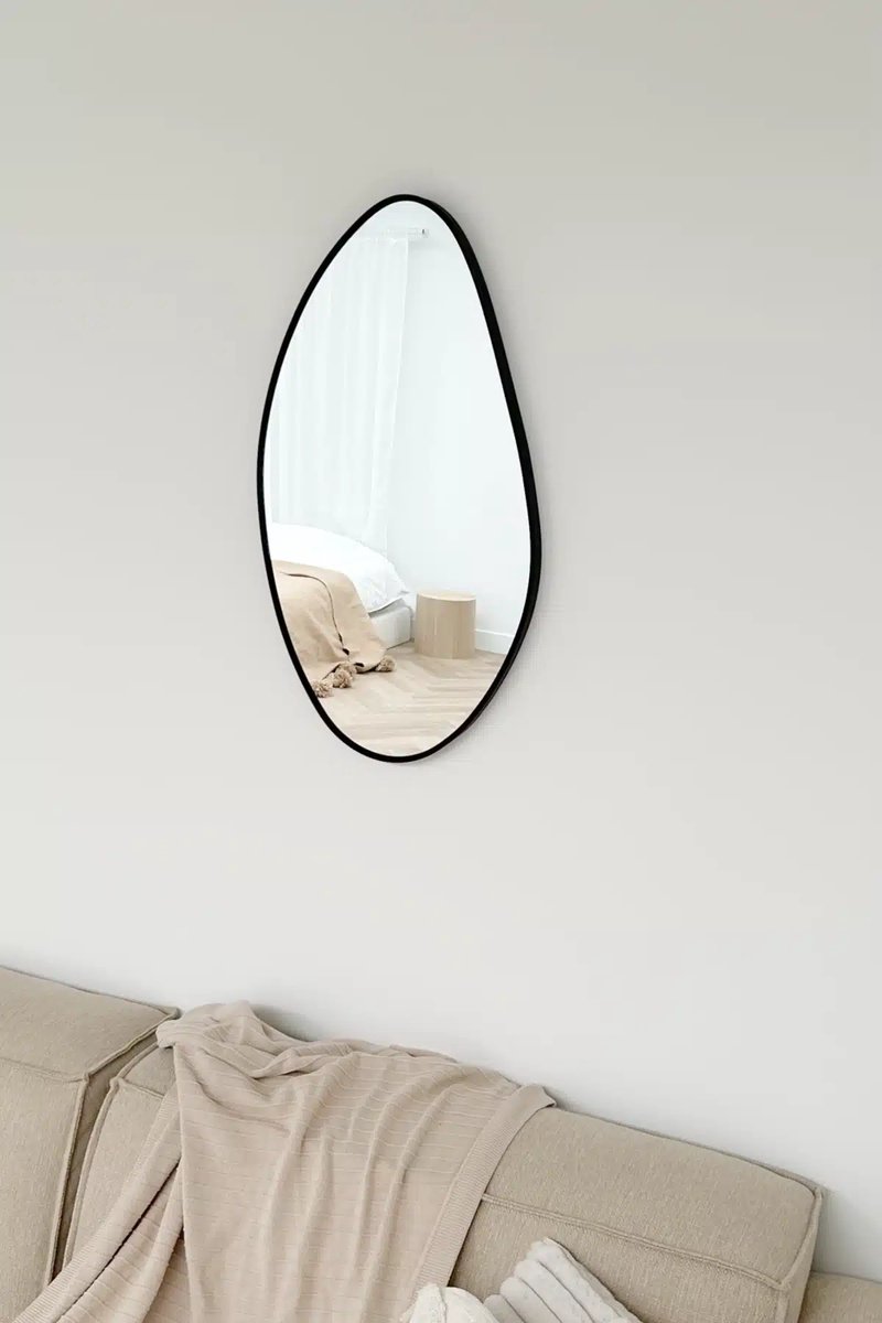 Nordic Style® Organische spiegel 82x46cm - Zwart - Scandinavische Spiegels - Overig - Wand
