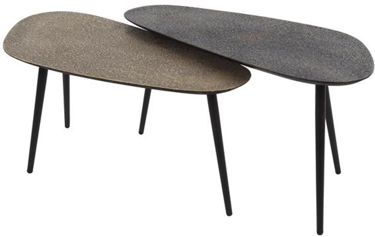 Salontafel Ovaal Organisch (Set van 2) - Hout (84 cm x 39 cm x 42 cm) - Salontafel Groot - Salon Tafel Boomstam Binnen - Ronde Salontafel - Woonkamer Tafel - Salontafels Industrieel - Salontafel Landelijk - Coffee Table