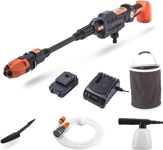 Shkalacar Accu-hogedrukreiniger, hogedrukreiniger met accu en oplader, 24 V, 1500 mAh, 3,5 bar, oplaadbare accu, elektrisch voor het wassen van auto's, gieten van bloemen, reinigen van vloeren