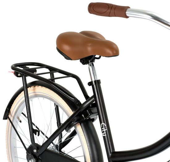 SJOEF City Meisjesfiets 22 inch - Kinderfiets 7, 8 & 9 jaar - Fiets 22 inch Meisje - LED - Zwart