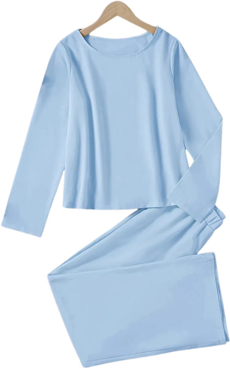 Nivard Linnen Broek Dames Zomerbroek Volwassenen Lange Broek Pantalon Strandbroek Zomer Ibiza Stijl Lichtblauw