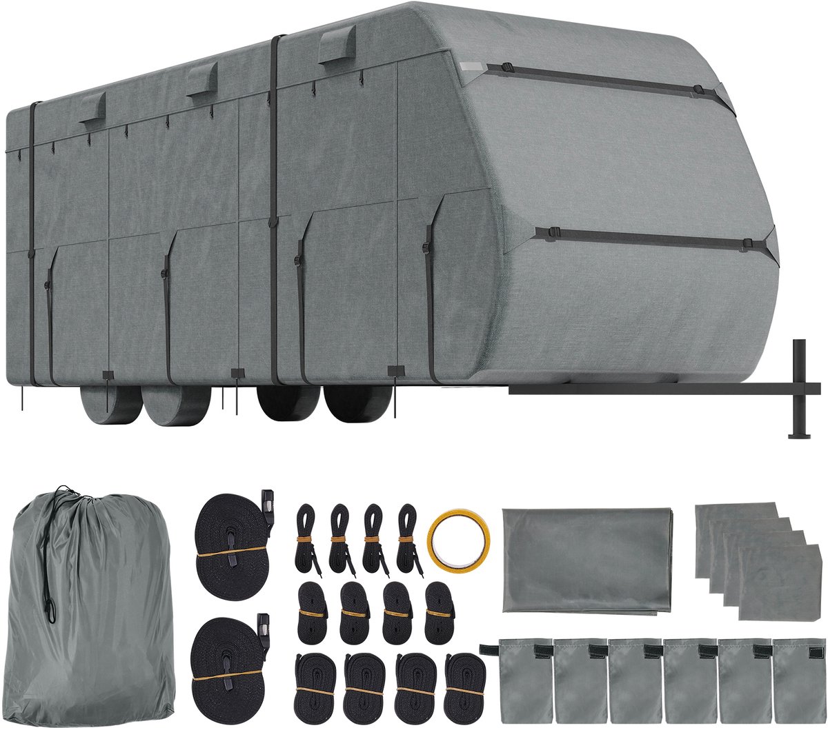 Caravanhoes, 28-31 Voet Camperhoes, 300D Oxford Stof, Water- en Winddicht, Ripstop, Klasse A, Met Opbergtas, Patches, Riemen en Bandenhoezen