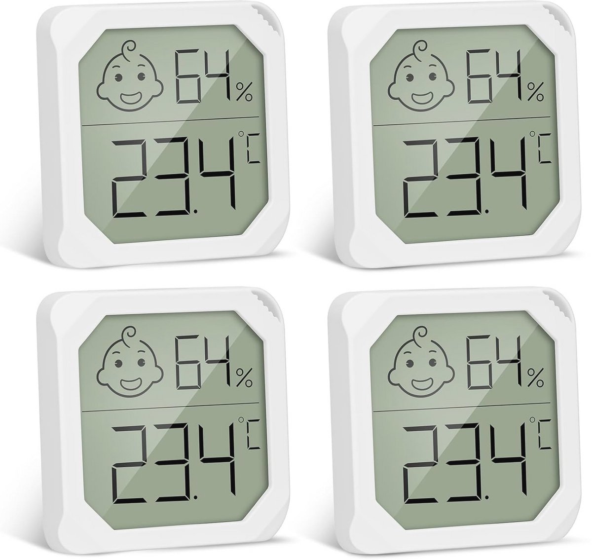 Thermo-hygrometer Set van 4 - Nauwkeurige Temperatuur en Vochtigheid Meter