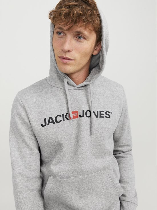 Jack and Jones Hoodie Grijs Avec Logo Et Poche Kangourou Regular Fit - XS