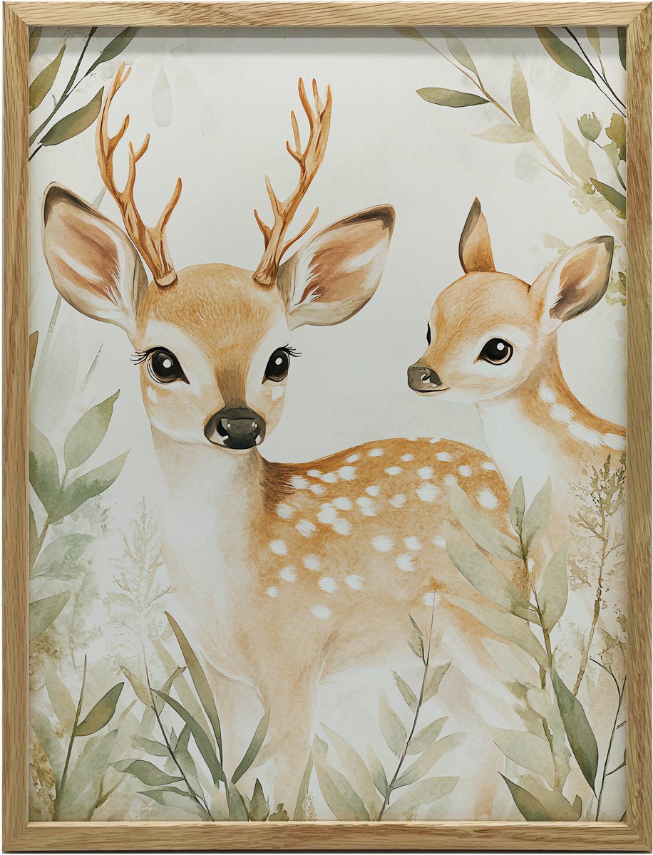 Poster Voor Een Frame Wandlamp Eiken Herten Op Een Sprookjesweide 50X70