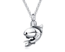 Quiges - RVS - Ashanger - Urn - Vis - Met - Verstelbare - Ketting - 46 - 52cm - Asketting - As sieraad - SLSA029