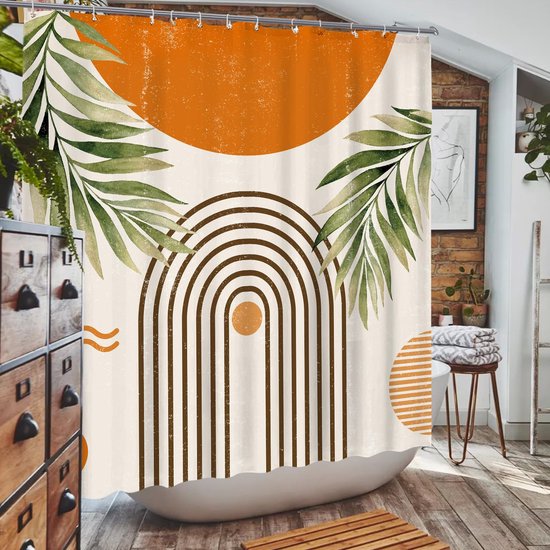 Yookeb Duschvorhang, Abstraktes Blatt-Design, 152x180 Cm, Aus Polyester, Mit 12 Haken – Modern & Wasserdicht