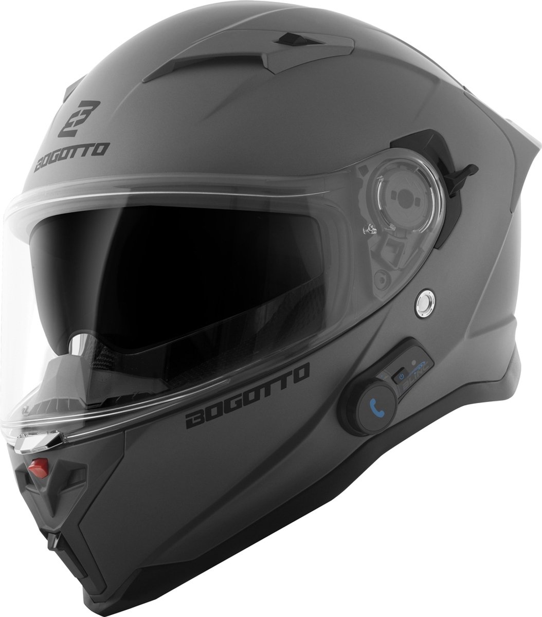 Bogotto H153 BT Mat Grijs Bluetooth Helm - Helm