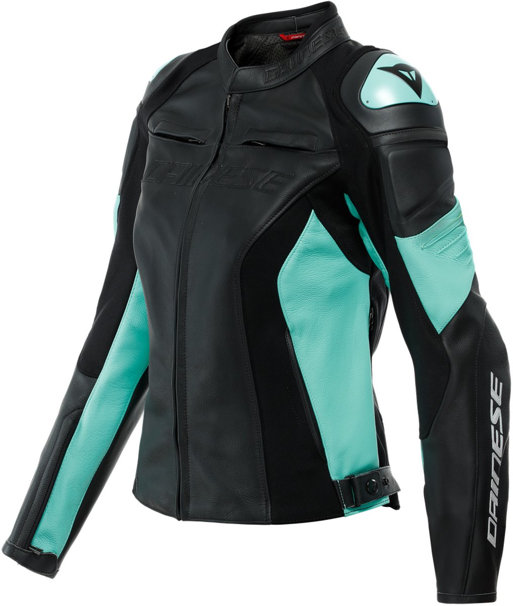 Dainese Racing 4 Leren Jas Dames Zwart Aqua Groen - Jas