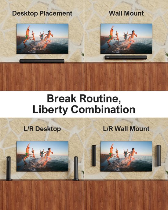 Here's a new title using the provided keywords: **2.2ch Soundbar voor TV - 100W Piekvermogen, 2-in-1 Afneembare Bluetooth 5.3 Soundbar met 3 EQ Modi, Verstelbare Bas en Subwoofer** van Merkloos — afbeelding 4