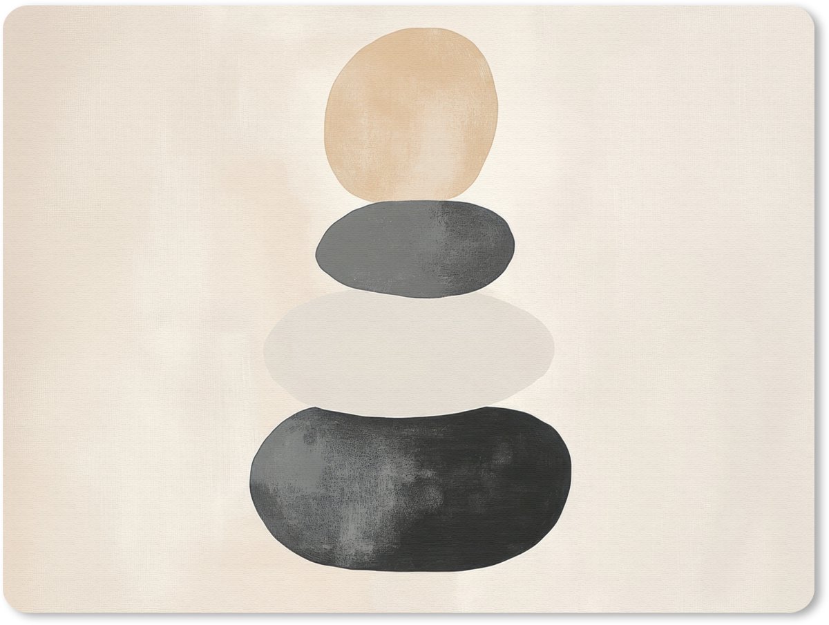 Muismat 23x19 cm - Mousepad Japandi - Wabi sabi - Beige - Muismatten