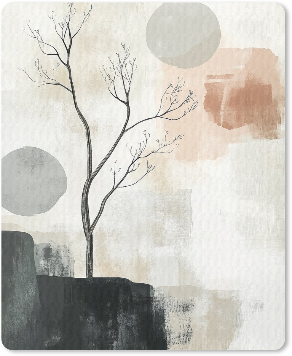 Muismat 19x23 cm - Mousepad Wabi sabi - Beige - Plant - Muismatten