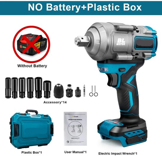 TRDEWR Clé À Percussion Électrique Sans Fil, 2000N.M