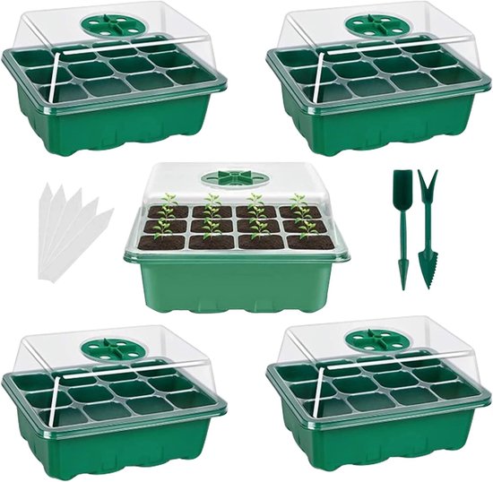 MQFORU 2 Packs Seed Tray with Grow Light, 80 Cells, Mini