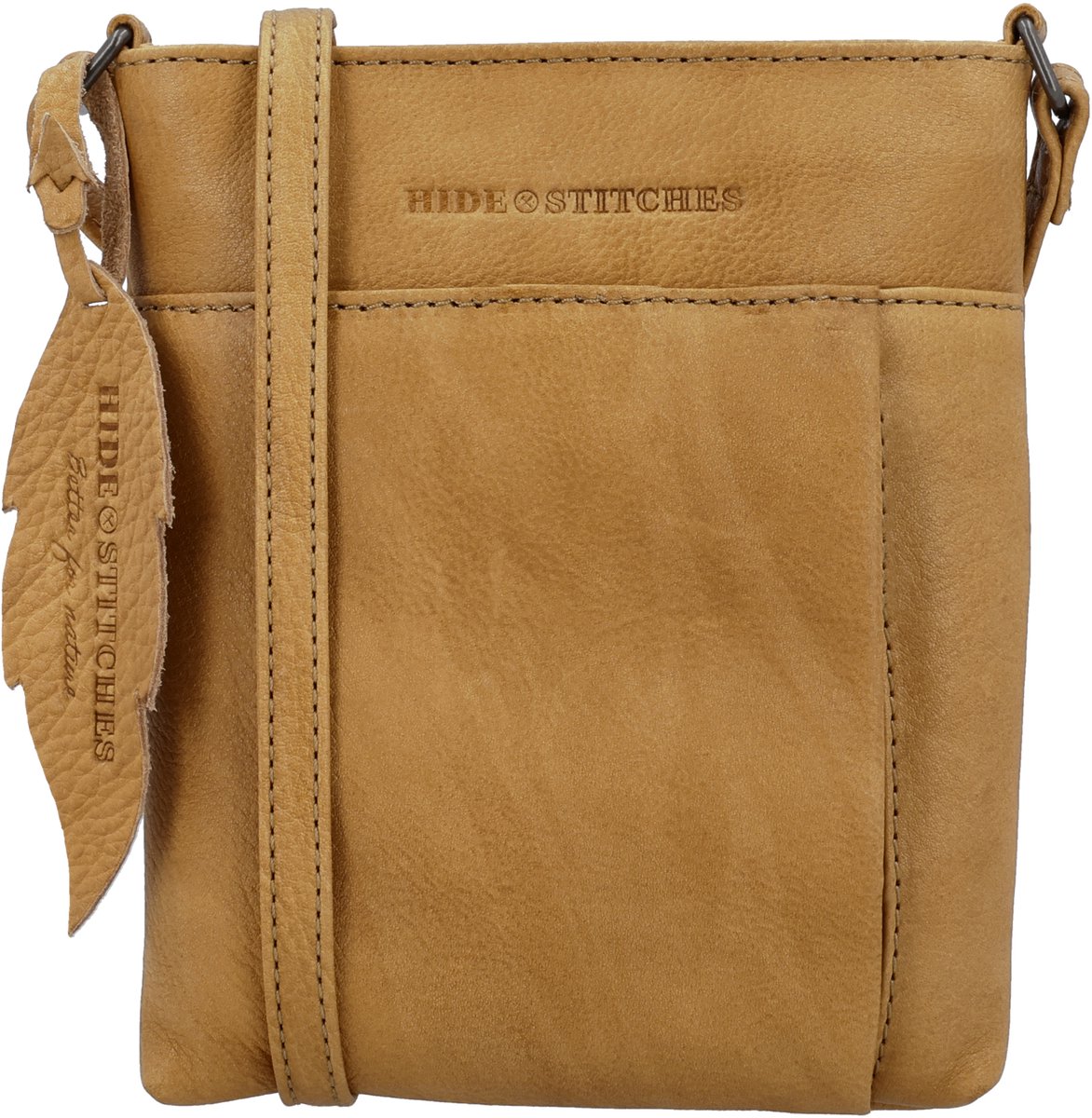 Hide & Stitches Earth Schoudertas - Crossbody - Duurzaam Gelooid Leer - Ritssluiting - Schouderband - Leer - Duurzaam - Leren Dames Tas - Zand