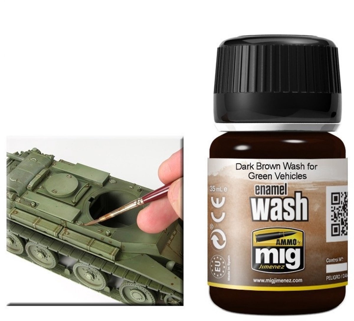 AMMO by Mig Jimenez Modelbouwdecoratie - MIG 1005 Dark Brown Wash F.Green Vehicles Effecten potje