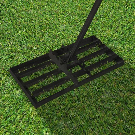 Aufun gras egaliseer rake golf profi roestvrij staal nivellering hark met verstelbare steel, leveling rake voor zand en trekken, vlakmaker voor golfbaan, tuin en hof (25×50 cm) van Aufun — afbeelding 4